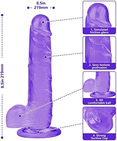 Realistic Dildo 8.5 Inch For Women, Adult Sensory Toys Sex Dildo With Suction Cup For Beginners G-Spot Stimulation Dildos Anal Sex Toys, Easy To Clean Dildo Body-Safe Material Big Dildos,Purple - Image 2