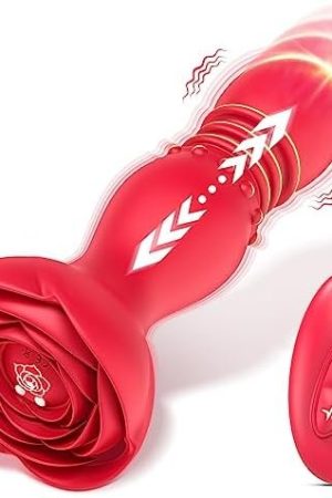 Adult Sex Toys Anal Plug Thrusting Vibrator, Rose Sex Toy Prostate Massager Vibrating Butt Plug With 10 Vibrating & 6 Thrusting Modes Remote Control G Spot Vibrator Anal Sex Toys For Men Women Couples
