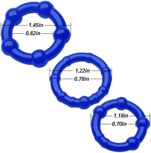 Penis Ring 3 Pcs Cock Rings Sets Tpe Delay Rings With Bumps For Longer Harder Stronger Erections Testicle Stretcher Adult Sex Toys Romi (Black) - Image 3