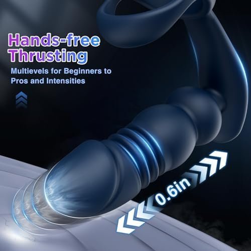 Thrusting Anal Vibrator Prostate Massager - Anal Beads Anal Dildo 7 Modes With Cock Ring Anal Plug Anal Sex Toys P Spot Massager Audlt Toys Remote Control Anal Toys Sex Toys For Men - Image 3
