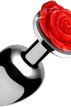 Lynx Aluminum Alloy Red Rose Anal Plug, Smaller