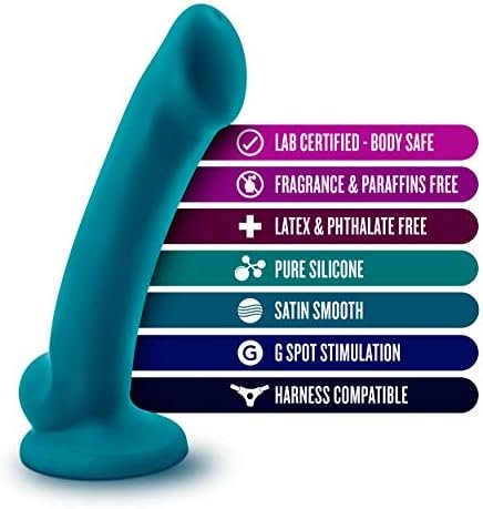 Blush Temptasia Reina 7 Inch Satin Smooth Platinum Silicone Suction Cup Harness Compatible Strap On Dildo - Easy To Clean Fragrance Free Female Adult Toys - Sex Toy For Women Couples - Teal - Image 2