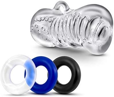 Blush Quickie Kit Jerk Off - Ultra Soft Realistic Ribbed, Soft Nubs Rub Your Penis, Clear Masturbator Stroker Sleeve - 3 Cock Rings For Harder Erections, Stretch Balls - Masturbation Sex Toy For Men - Image 3