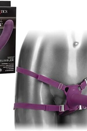 Calexotics Me2 Rumble Probe โ Rechargeable Waterproof Silicone Strap On Harness Vibrator โ 10 Function Vibration Adult Sex Toy For Couples โ Purple