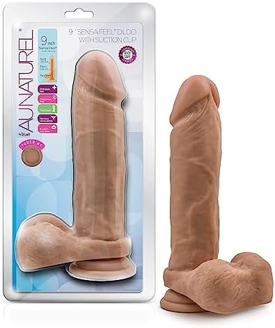 Blush Au Naturel 9 Inch Realistic Dual Layer Dildo With Suction Cup, Sex Toy For Women, Sex Toy For Adults, Mocha