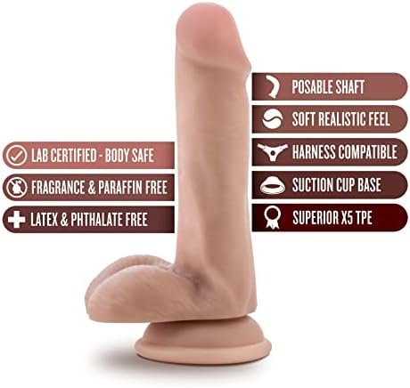 Blush Dr Skin Plus 6 Inch Soft Posable Dildo - Suction Cup O Ring Strap On Harness Compatible - Realistic Small Dildo Sex Toy For Women Men Couples - Vanilla - Image 2