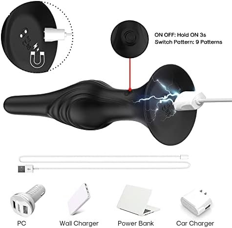 Anal Plug Vibrator, Rechargeable Waterproof Prostate Massager, Sex Toy With Horn Base Suitable For Beginners Advanced Users (Black) - Image 2