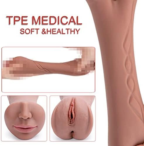 Rosetell Male Masturbators 3 In 1 Male Pocket Pussy Blowjob Stroker With Realistic Mouth Vivid Vagina And Tight Anus Soft Sex Dolls Anal Play, Adult Sex Toys For Men Penis Stimulation Pleasure - Brown - Image 3
