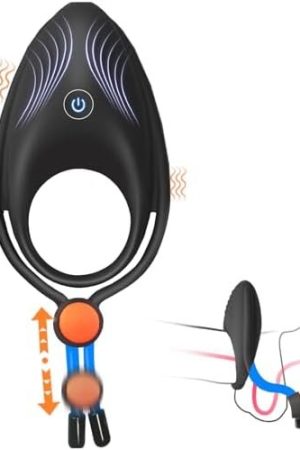 Lniiy Adjustable Vibrating Cock Ring For Penis Testicles Clitoral Stimulation, 10 Vibrations Silicone Pleasure Penis Ring Vibrator Couples Adult Sex Toys For Men Women, Cock Rings For Men Erection Sex