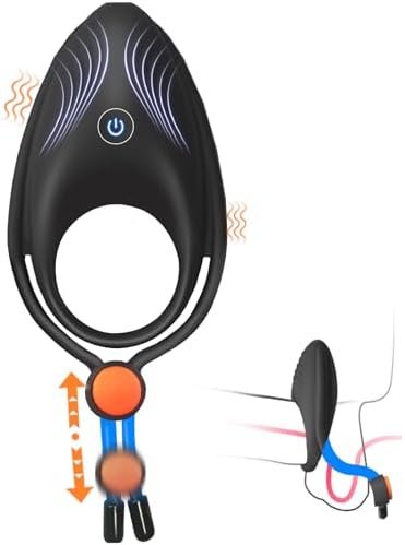 Lniiy Adjustable Vibrating Cock Ring For Penis Testicles Clitoral Stimulation, 10 Vibrations Silicone Pleasure Penis Ring Vibrator Couples Adult Sex Toys For Men Women, Cock Rings For Men Erection Sex