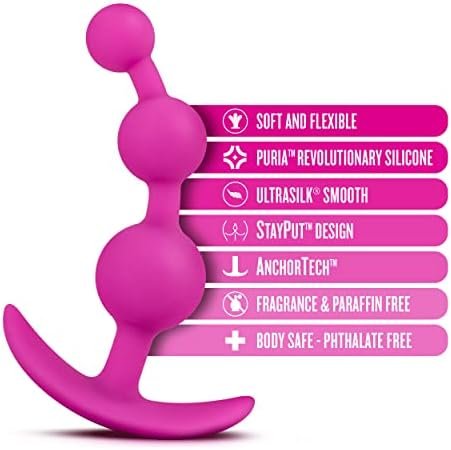 Blush Be Me 3 - Platinum Cured Puria Silicone - 3 Beaded Anal Plug - Satin Smooth Ultrasilk - Anchortech Base, Stayput Design Keeps Plug Comfortably, Securely In Place - Wearable Sex Toy For Women Men - Image 2