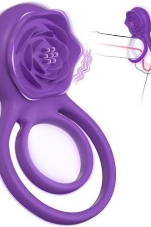 Vibrating Cock Ring With Rose Clitoral Stimulator, Pleasure Penis Ring Vibrator Couples Adult Sex Toys For Men Women, 7 Vibrations Male Couple Sex Toy Clitoris Vibrator, Cock Rings Vibrators For Men