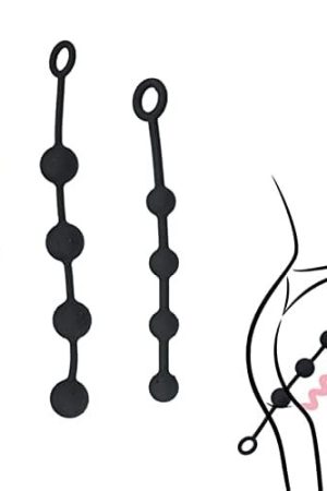 Butt Plugs For Women Or Men, Adult Sex Toy, Anal Expander, Max Diameter 5.3Cm, Designed For Training And Stimulation Seekers, 4 Beads, Large Spacing For Superb Anal Excretion - Black (S/33.5Cm)