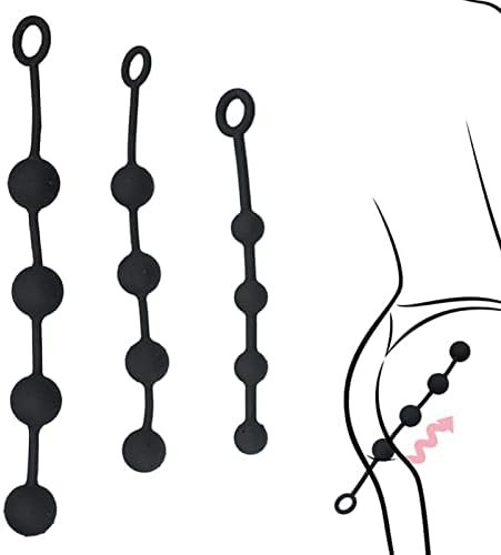 Butt Plugs For Women Or Men, Adult Sex Toy, Anal Expander, Max Diameter 5.3Cm, Designed For Training And Stimulation Seekers, 4 Beads, Large Spacing For Superb Anal Excretion - Black (S/33.5Cm)