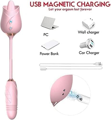 Rose Sex Toy For Woman - Rose Vibrator Pleasure Rose Sex Toy Clit Sucker Adult Sensory Toys Clitoral Stimulator With 10 Vibrating For Clit & Nipple Stimulation Tongue Licking For Women Couples - Image 3