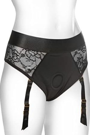 Strap U Panty Dildo Harness With Garter Straps & Universal O-Ring That Fits Most Strap-On Dildos. Pegging Toys Sex Harness & Sex Toys. Machine Washable, Black (30-34 Waist), Small - Medium (Ag994-Sm)