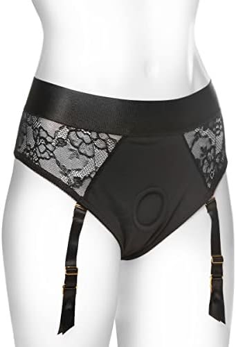 Strap U Panty Dildo Harness With Garter Straps & Universal O-Ring That Fits Most Strap-On Dildos. Pegging Toys Sex Harness & Sex Toys. Machine Washable, Black (30-34 Waist), Small - Medium (Ag994-Sm)