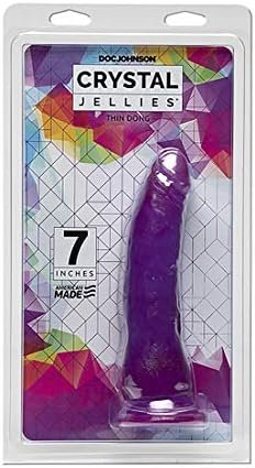 Doc Johnson Crystal Jellies - Thin Dong - 7 Inch - 1.5" Wide - Strong Suction Cup Base - O-Ring Harness Compatible Dildo, Purple - Image 2