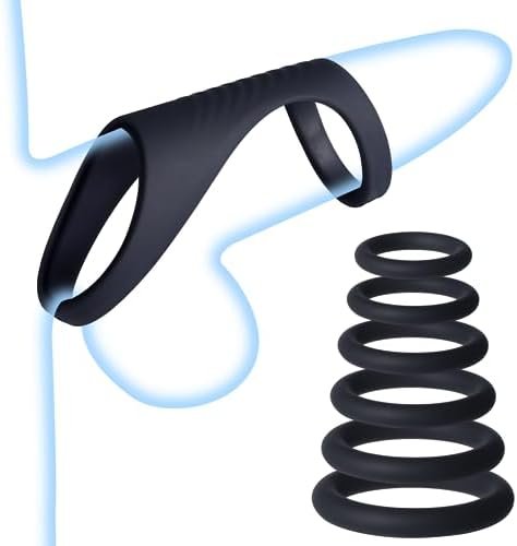 Sweetlory Penis Ring Set Silicone Sex Toys, Male 6Pcs Adjustable Cock Rings Set, Longer Stronger Harder Penis Sleeve, Erection Enhancing Devices Pleasure For Men Or Couples