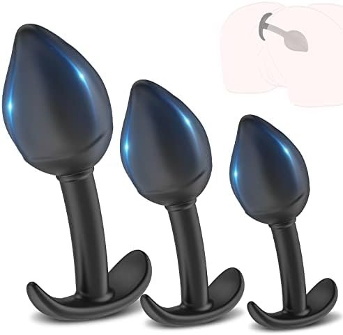 Anal Plug Kit,Dovelo 3 Pcs Silicone Butt Plug Training Set,Anal Butt Plug Trainer Kit,For Beginners Advanced Users With Flared Base Prostate Sex Toys