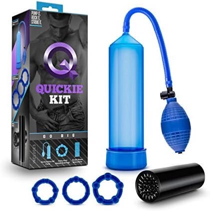 Blush Go Big Quickie Kit - Performance And Pleasure Enhancing System - Penis Pump For Longer Harder Erection - Rings To Stay Hard - Masturbator Stroker To Enjoy Intense Orgasms - Sex Toy For Men