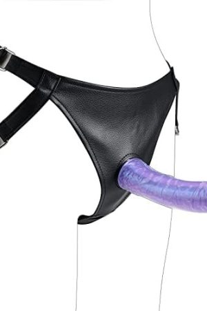 Strap On Dildo 8.3 Inch Realistic Cock With Adjustable Leather Harness For Couples Role Play, Wearable G Spot Dildo Unisex Strap-On Pegging Kit Adult Toys For Sexy Fantasy (Blue)