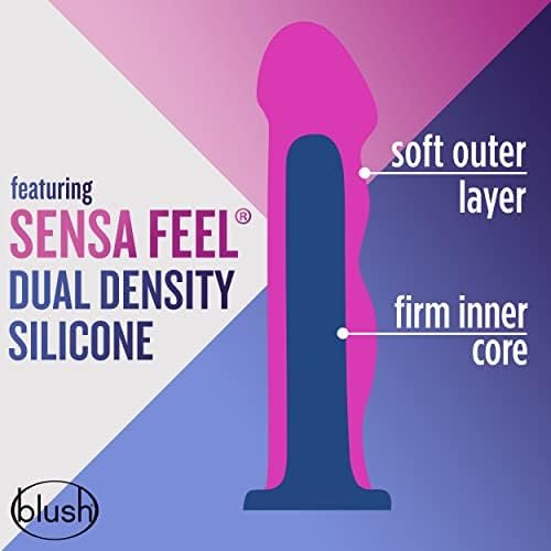 Blush Avant Suko - Sensa Feel Dual Density Platinum Cured Purio™ Silicone - 8 Inch Ridged Ultra Soft Dildo - Ultrasilk Smooth - Strapon Harness Compatible Suction Cup - Sex Toy For Women Men - Indigo - Image 3