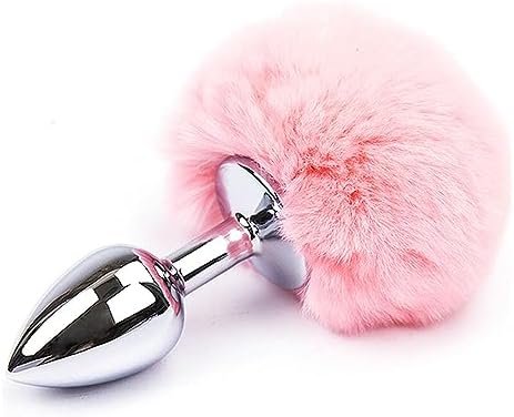 Anal Plug Adult Sex Toy,Small Size Butt Plug Metal Butt Plug Sexual Anus Rabbit'S Tail Anal Sex Toys,Stainless Steel Anal Butt Plugs Anal Trainer Toys For Adult Women,Men And Couples(Pink)