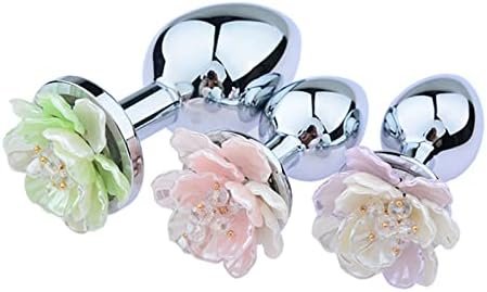 Adult Toys Accessories Metal Anal Plug Three Piece Set Flower Anal Plug Kit With Realistic Flower Buds - Image 3