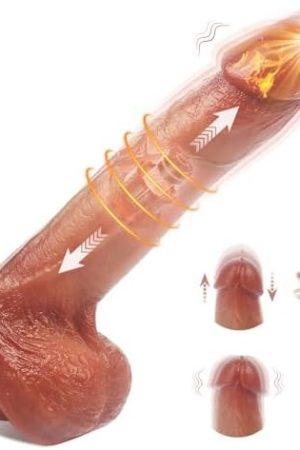9.8" Thrusting Dildo Vibrator Sex Toys For Women, 4 In 1 Realistic Vibrating Dildo With 3 Thrusting & 9 Vibration & Rotation Heating Modes For G Spot Clitoral Anal Stimulation,Thick Dildos Adult Toys