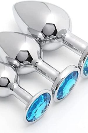 Yissda 3Pcs Anal Plug Adult Sex Toy, Jewel Anal Toys Adult Sex Toys Games Butt Plug, Personal Buttplug Sex Toy For Adult Women, Men And Couples, Jeweled Anal Beads Anal Toy Ljh-Lb08 Color:Light Blue