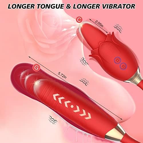 Rose Sex Toy With Longer Tongue, Rose Vibrator With 10 Licking & Thrusting, Rose Sex Stimulator For Women, Thrusting G Spot Vibrator, Separable Rose Clitorial Dildo, Adult Women Sex Toys For Female - Image 2