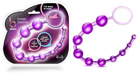 Blush Basic Beads - 12 Inch Non Porous Body Safe Anal Beads - Smooth And Seamless - Graduated Beads Up To 1" Maximum Width - Beginners Anal Play Sex Toys For Women Couples - Clear Purple