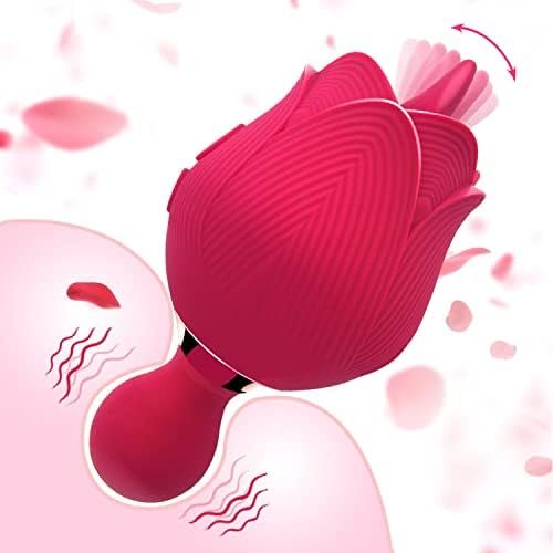 Rose Sex Stimulator For Women,Vibrating Bullet And Tongue Toy With Licking For Female Self Pleasuring,9+9 Frequencies Personal Massage For Clitoralis Stimulator ,Waterproof&Rechargeable Adult Toy