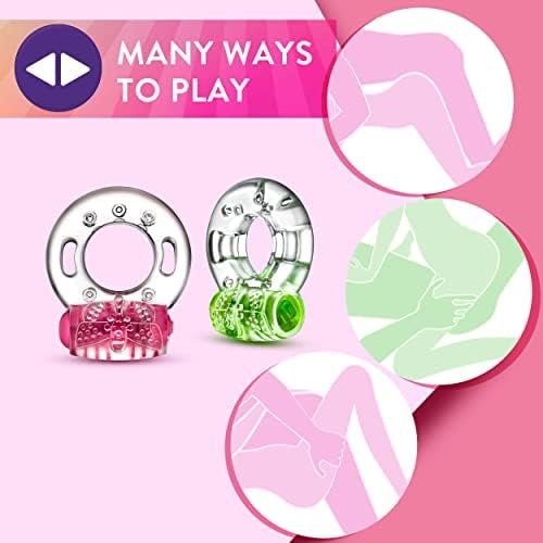 Play With Me By Blush - Arouser Vibrating C Ring Stretchy - Glows In The Dark - Reusable, Includes 4 Sets Of Batteries - Soft Clitoris Stimulating Ticklers - Sexual Enhancer Sex Toy For Men, Couples - Image 3