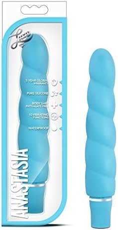 Blush Luxe Anastasia - 6 1/2 Inch 10 Vibrating Functions Spiral Platinum Silicone Aa Battery Powered Vibrator - Ribbed Stimulator - Ipx7 Submersible Waterproof - Sex Toy For Women Couples - Periwinkle