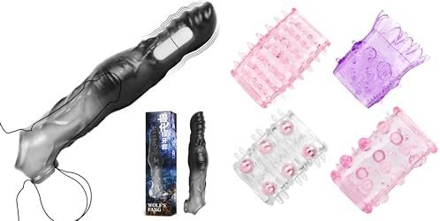 Vibrating Penis Sleeve With Cock Ring, Reusable Thicken Condom Dildo Vibrator Penis Extender Enlarger Delay Ejaculation Sex Toys For Couple Stimulation