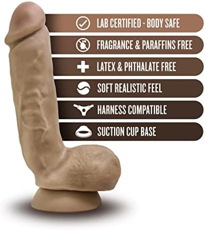 Blush Coverboy The Mailman - Over 8 Inch Long Realistic Fantasy Dildo - Soft Real Feel 2" Thick - Strap On Compatible Suction Cup Base For Hands Free Play - Sex Toy For Women Men Couples - Mocha - Image 2