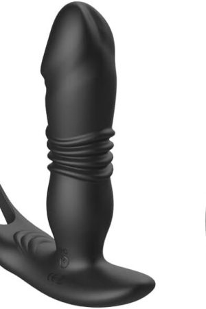 Telescopic Vibration Silicone Anal Plug Male Double Ring Penis Ring Massager Remote Control Backyard Anal Plug Sex Toys