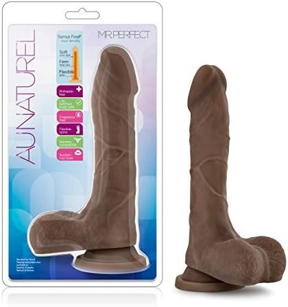 Blush Au Naturel Mister Perfect 8.5 Inch Realistic Suction Cup Dildo, Sex Toy For Women, Sex Toy For Adults, Chocolate