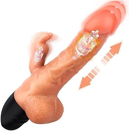 Thrusting Dildo Vibrator Sex Machine,Rabbit Tapping G-Spot Vibrator With Heating & 5 Thrusting & 10 Vibration,Realistic Dildo Clitoral Stimulator For Women Pleasure,Rechargeable Flesh