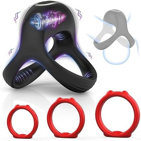 Silicone Penis Rings Set, Vibrating Cock Ring With 10 Vibration Modes, 3 Different Sizes Cock Rings With Cat Design For Erection Enhancing, Long Lasting Stronger Adult Sex Toys For Men Or Couple