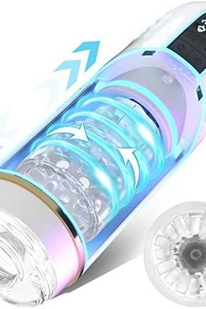 Automatic Male Masturbator,Male Masturbators Cup With 10 Thrusting & Rotating,Fentinos Upgraded Hands Free Pocket Pussy Male Stroker 3D Textured Sex Machine Pleasure,Adult Male Sex Toys For Men