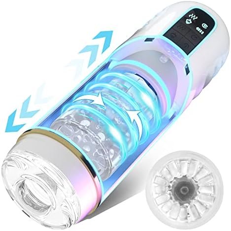Automatic Male Masturbator,Male Masturbators Cup With 10 Thrusting & Rotating,Fentinos Upgraded Hands Free Pocket Pussy Male Stroker 3D Textured Sex Machine Pleasure,Adult Male Sex Toys For Men