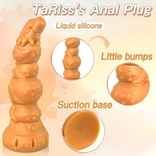 Tariss'S Silicone Anal Plug With Suction Cup Base Design Anal Dildo For Anus Dilation Soft Sex Toy For Men Women Couple Gold L 13.38 Inch - Image 2