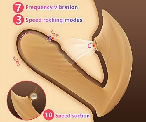 Swtshe Sucking Clit Vibrator Wand, Dildo For Women Pleasure 2 In 1 Sex Toy With 10 Suction And 7 Vibration 3 Rocking Models Waterproof Ultra-Hygienic Medical Silicone - Image 3