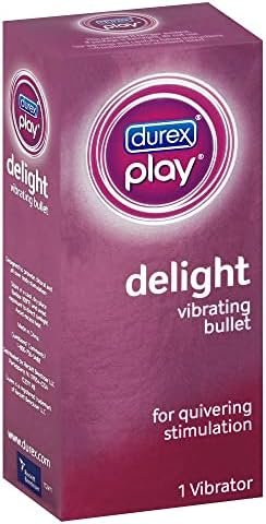 Durex Personal Vibrator, Compact Intimate Massager, Delight Vibrating Bullet, Long Lasting Sensation, Waterproof, Battery Included, Purple