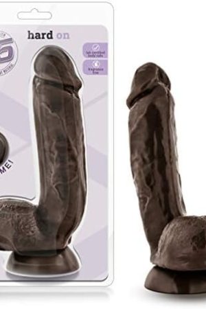 Blush X5 Hard On - Soft Lifelike 8.5 Inch Long Realistic 2" Thick Dildo - Strap On Compatible Suction Cup For Hands Free Play - Body Safe Contains No Phthalates - Sex Toy For Women Men Couples - Brown