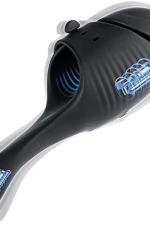 Male Masturbator Penis Vibrator With 10 Vibrations，Hands-Free Mens Vibrator Sex Toys For Men Masturbation With Adjustable Buckle，Glans Trainer Stimulator For Men Prolong Endurance & Games Black