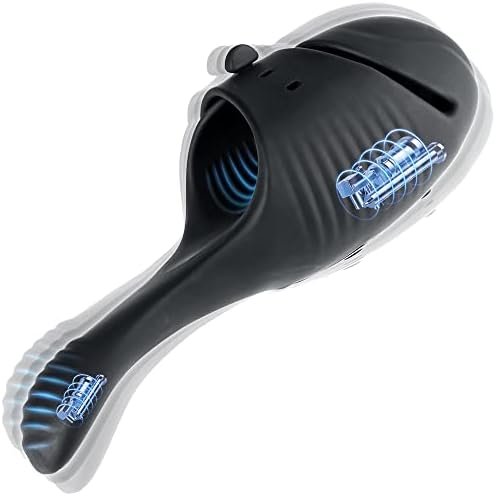 Male Masturbator Penis Vibrator With 10 Vibrations,Hands-Free Mens Vibrator Sex Toys For Men Masturbation With Adjustable Buckle,Glans Trainer Stimulator For Men Prolong Endurance & Games Black